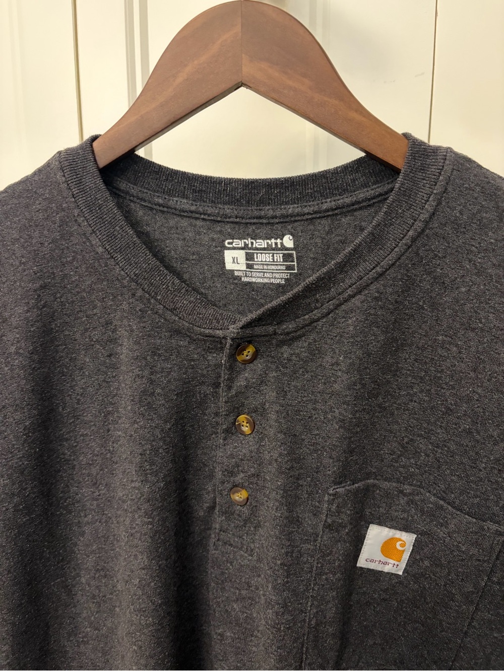 Carhartt Charcoal Henley with Pocket Logo